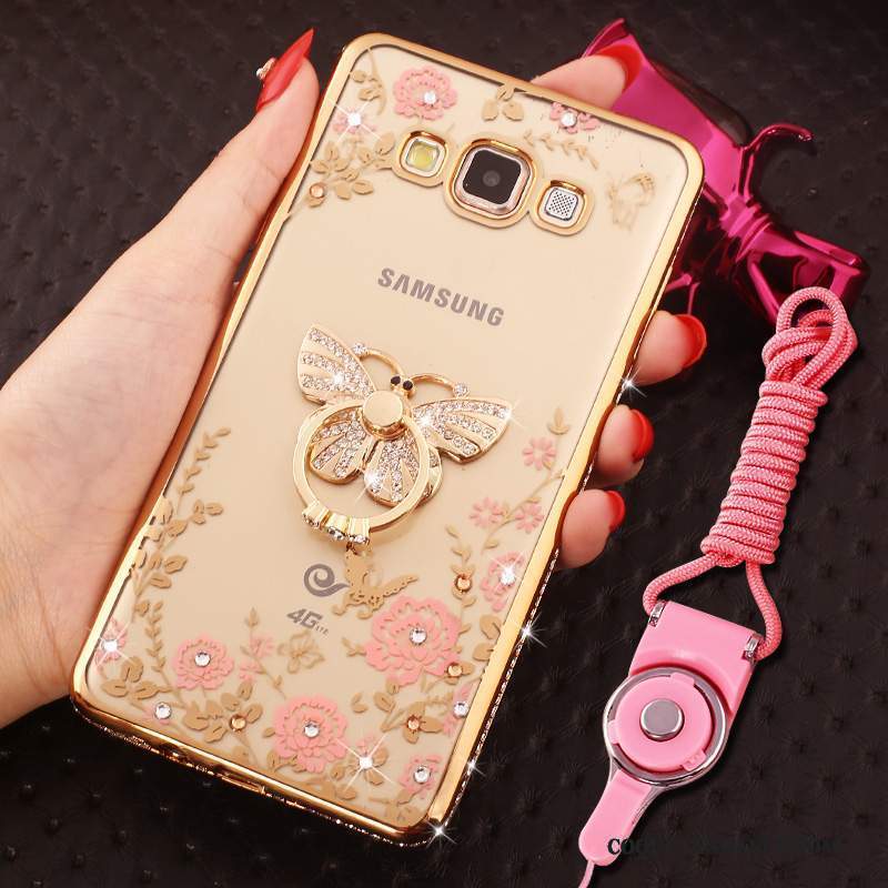 Samsung Galaxy J7 2015 Coque Ornements Suspendus De Téléphone Rose Anneau Incassable