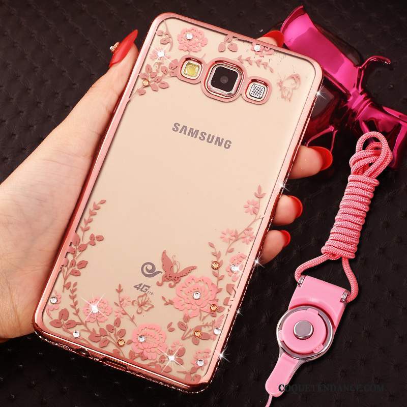 Samsung Galaxy J7 2015 Coque Ornements Suspendus De Téléphone Rose Anneau Incassable