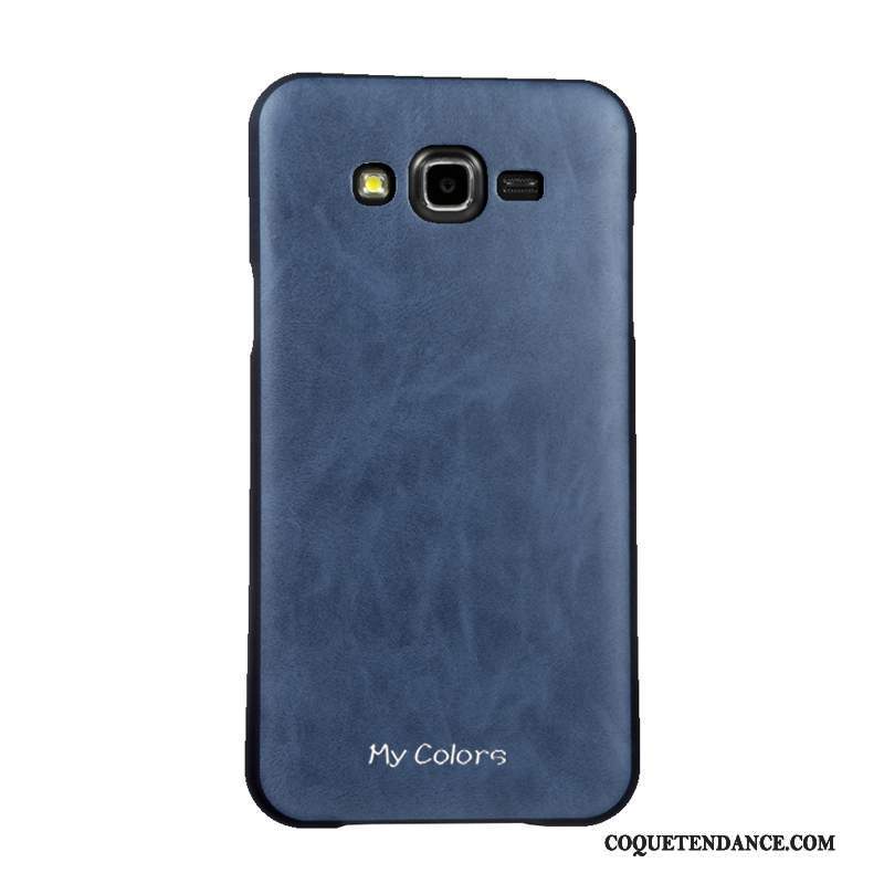 Samsung Galaxy J7 2015 Coque Similicuir Bleu De Téléphone Fluide Doux Protection