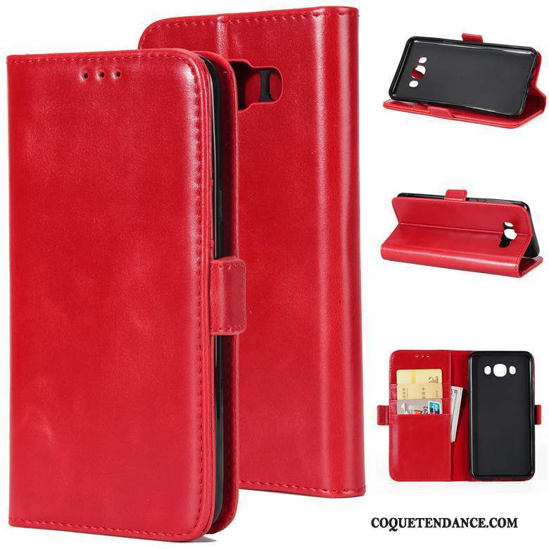 Samsung Galaxy J7 2016 Coque Housse Incassable Rouge Étui En Cuir De Téléphone