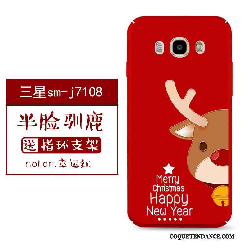 Samsung Galaxy J7 2016 Coque Noël Étui Délavé En Daim Incassable Multicolore