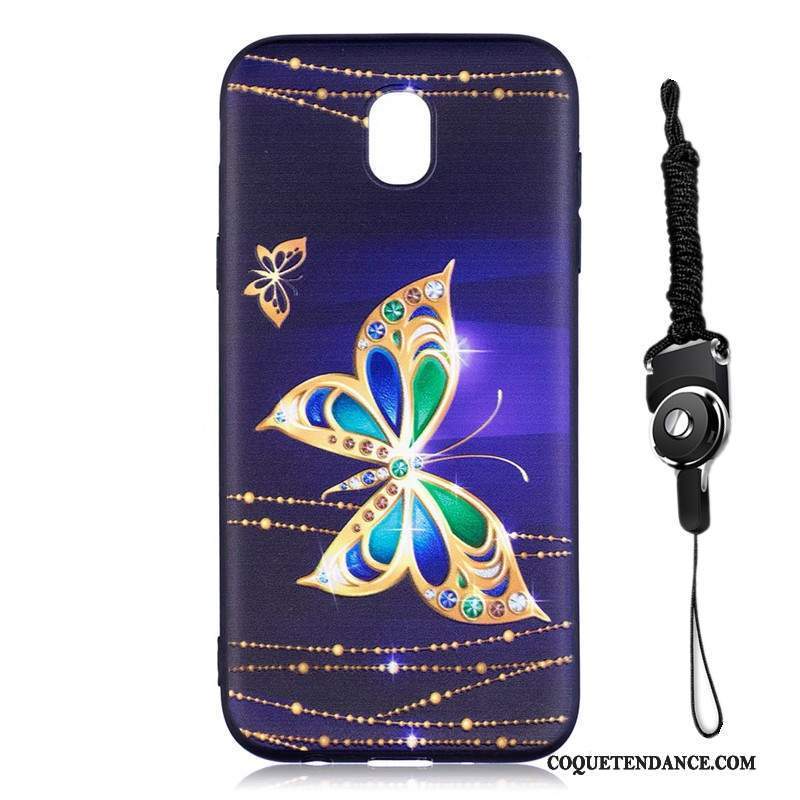 Samsung Galaxy J7 2017 Coque Dessin Animé Fluide Doux Peinture Délavé En Daim Ornements Suspendus