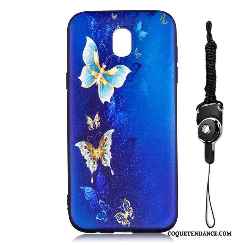 Samsung Galaxy J7 2017 Coque Dessin Animé Fluide Doux Peinture Délavé En Daim Ornements Suspendus