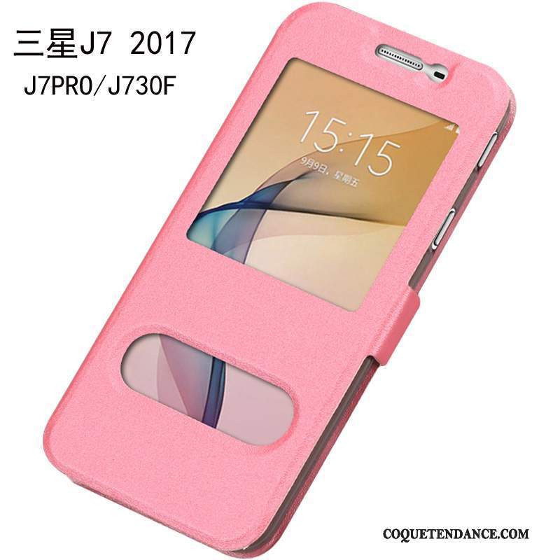 Samsung Galaxy J7 2017 Coque Étui En Cuir Protection Tout Compris De Téléphone Rouge