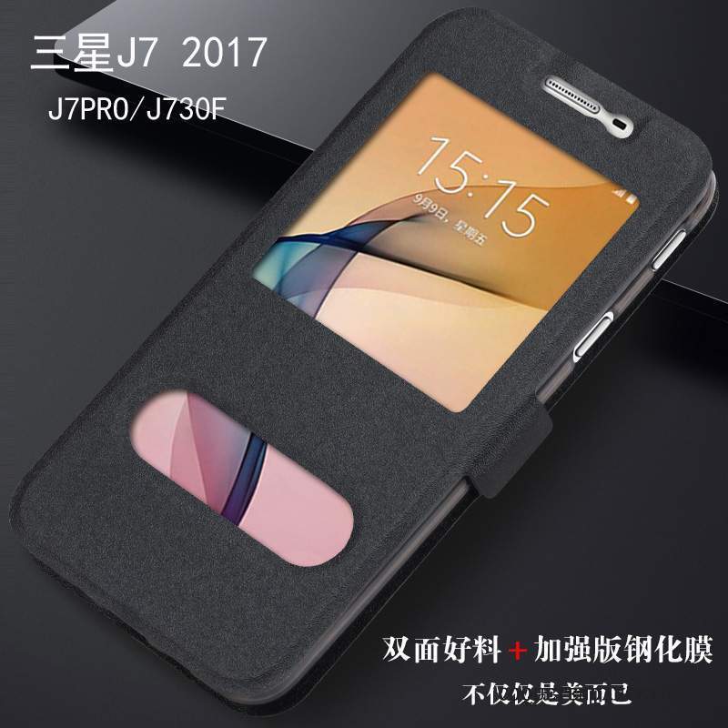 Samsung Galaxy J7 2017 Coque Étui En Cuir Protection Tout Compris De Téléphone Rouge