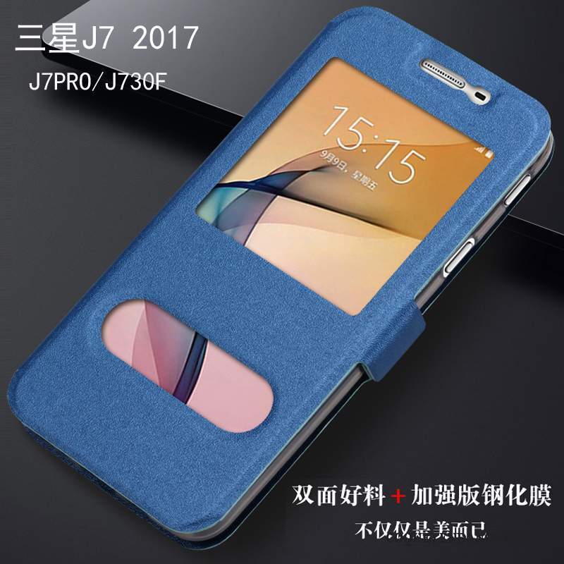 Samsung Galaxy J7 2017 Coque Étui En Cuir Protection Tout Compris De Téléphone Rouge