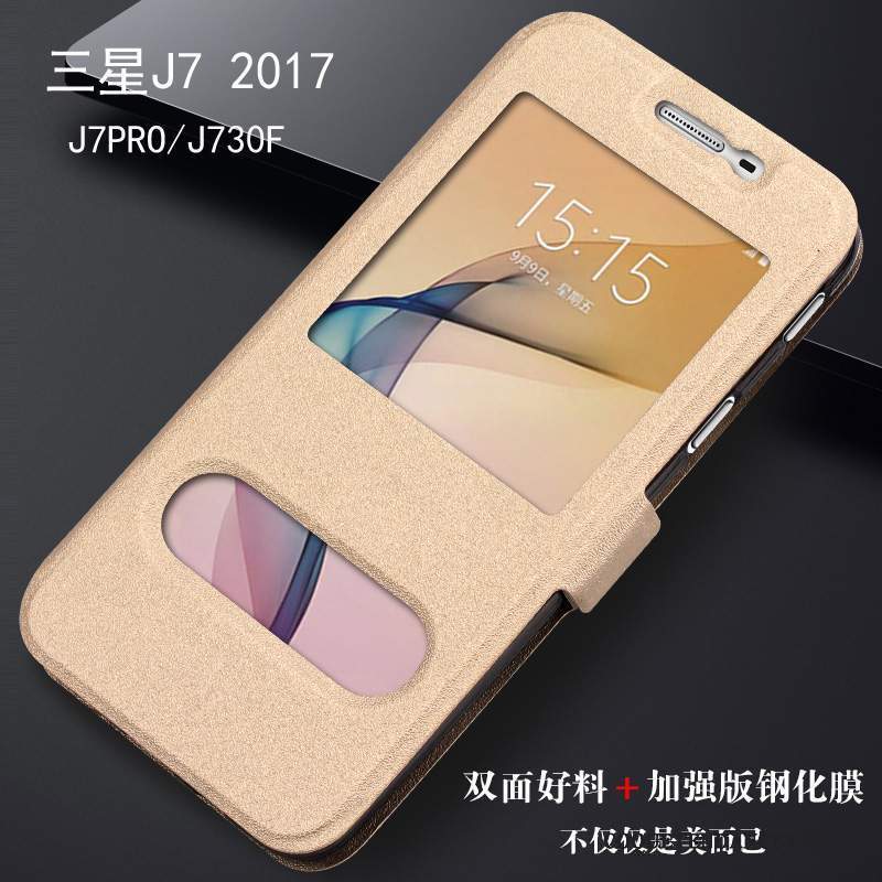 Samsung Galaxy J7 2017 Coque Étui En Cuir Protection Tout Compris De Téléphone Rouge