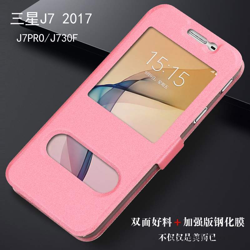 Samsung Galaxy J7 2017 Coque Étui En Cuir Protection Tout Compris De Téléphone Rouge