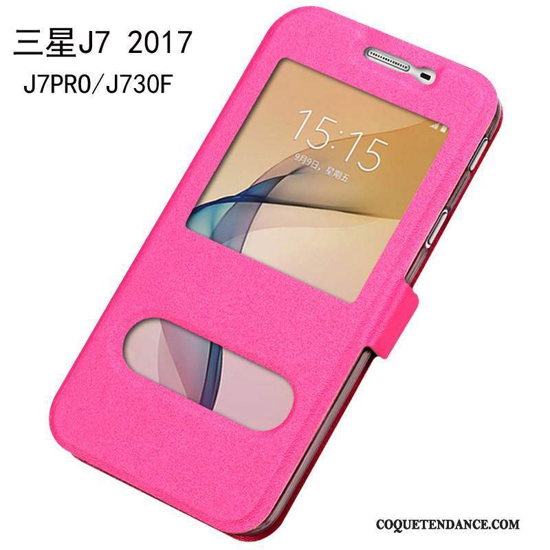 Samsung Galaxy J7 2017 Coque Étui En Cuir Protection Tout Compris De Téléphone Rouge