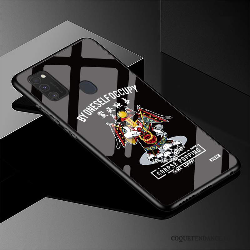 Samsung Galaxy M30s Coque Délavé En Daim De Téléphone Verre Étui Personnalité