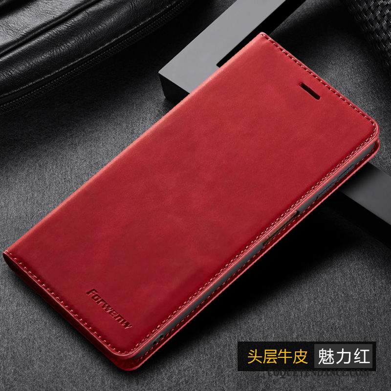 Samsung Galaxy Note 10 Lite Coque Rouge Accessoires Cuir Véritable Étui En Cuir Protection