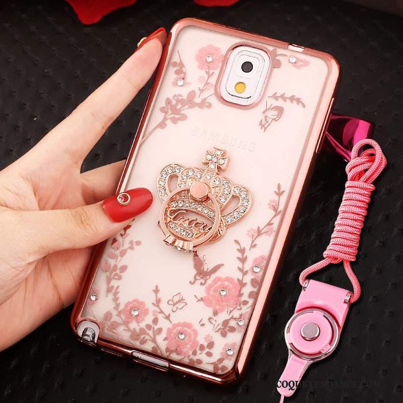 Samsung Galaxy Note 3 Coque Anneau Protection Étui Rose De Téléphone