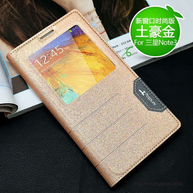 Samsung Galaxy Note 3 Coque Étui Protection Étui En Cuir De Téléphone Or