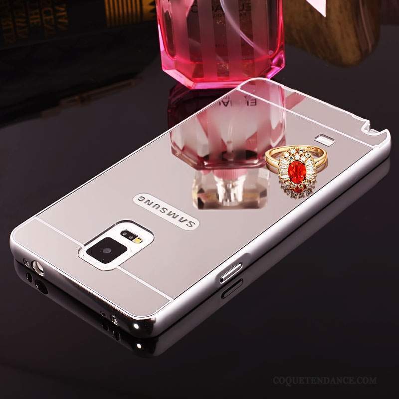 Samsung Galaxy Note 4 Coque Argent Protection Border Tendance Miroir