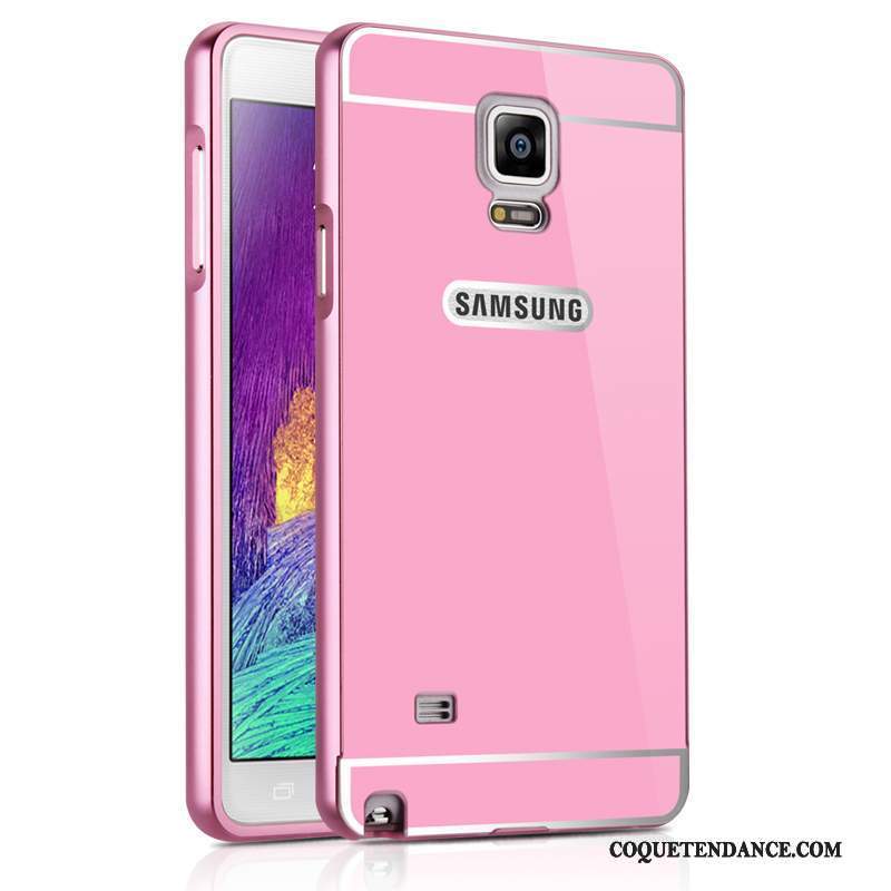 Samsung Galaxy Note 4 Coque Miroir Border Protection Métal Argent