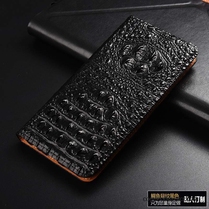 Samsung Galaxy Note 5 Coque Cuir Véritable Étui En Cuir De Téléphone Noir Modèle Fleurie