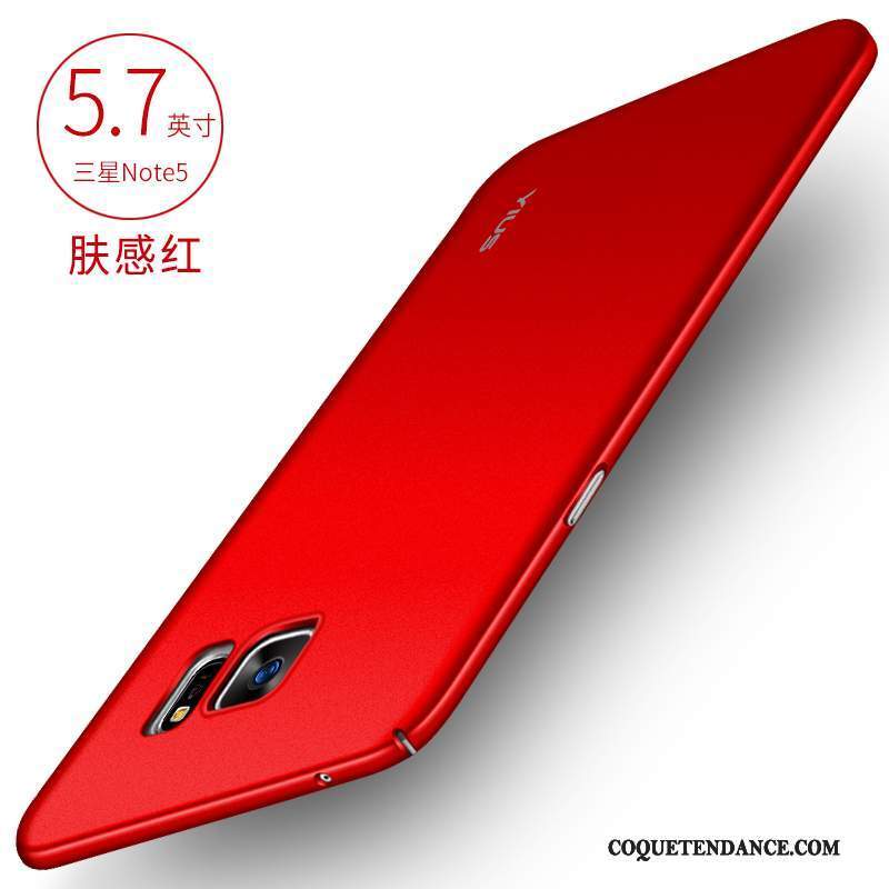 Samsung Galaxy Note 5 Coque Rouge Silicone Étui Noir Incassable