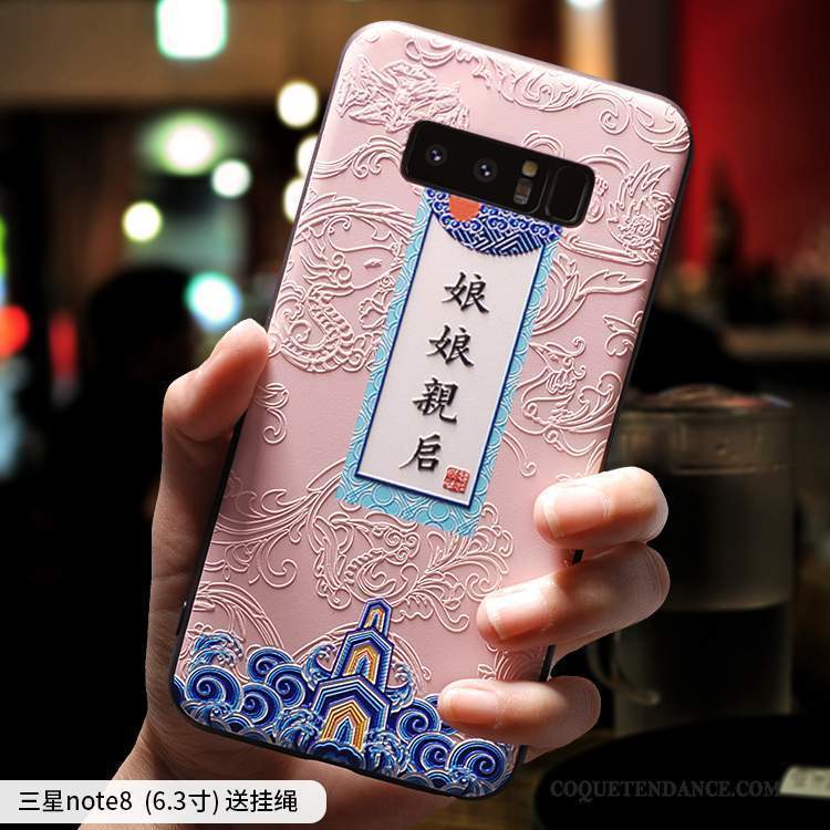 Samsung Galaxy Note 8 Coque Amoureux Rose Silicone Ornements Suspendus Créatif