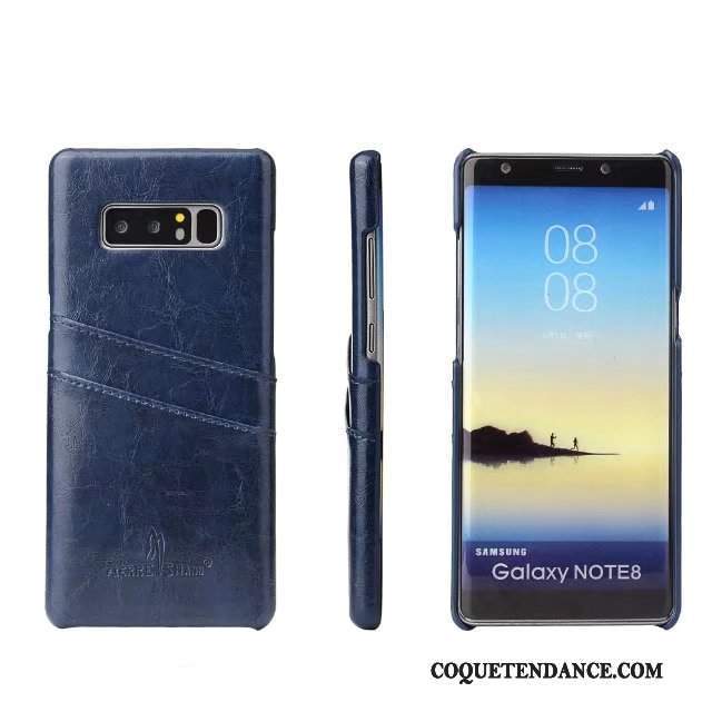 Samsung Galaxy Note 8 Coque Carte Étui En Cuir Protection Bleu Couvercle Arrière