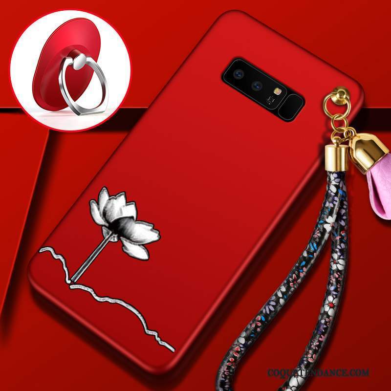 Samsung Galaxy Note 8 Coque Grand Fluide Doux Étui Tout Compris Rouge