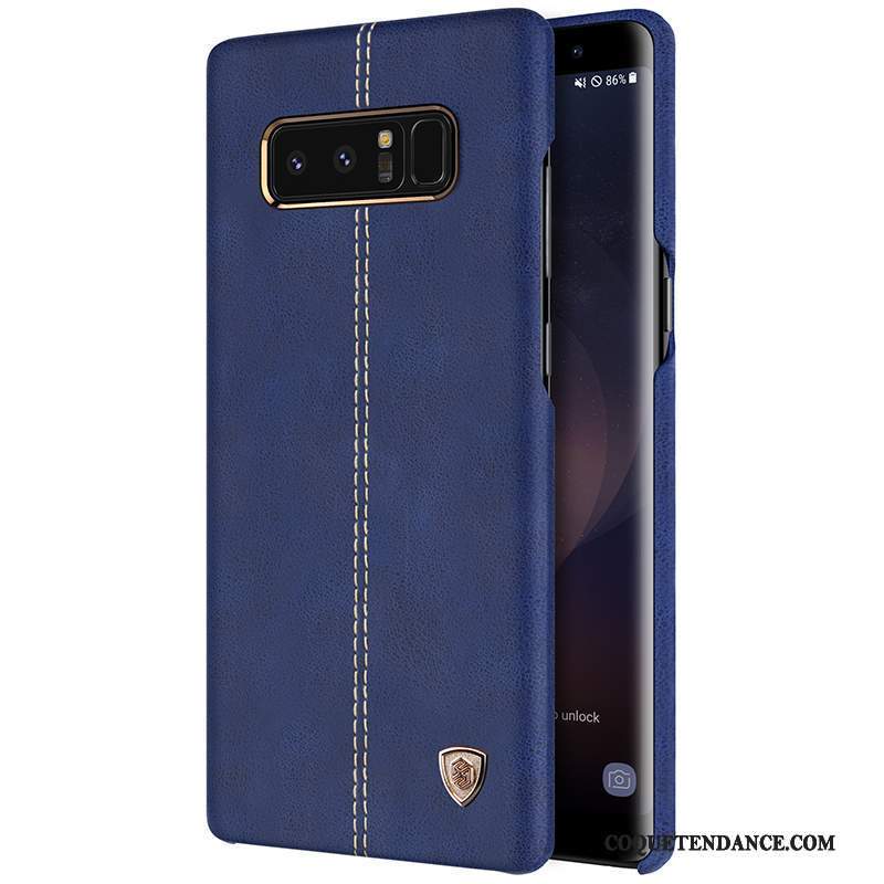Samsung Galaxy Note 8 Coque Incassable Cuir Étui Bleu Protection