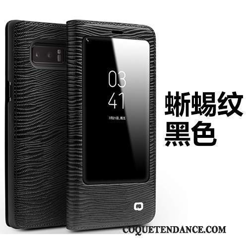 Samsung Galaxy Note 8 Coque Noir Étui En Cuir De Téléphone Clamshell Cuir Véritable