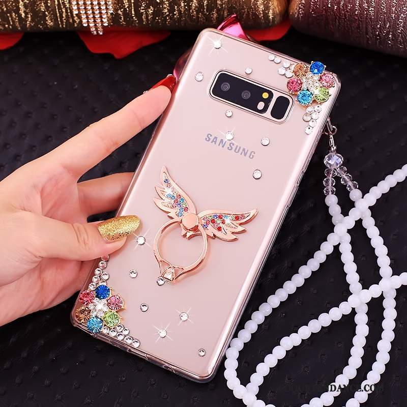 Samsung Galaxy Note 8 Coque Ornements Suspendus Anneau Protection Silicone Incassable