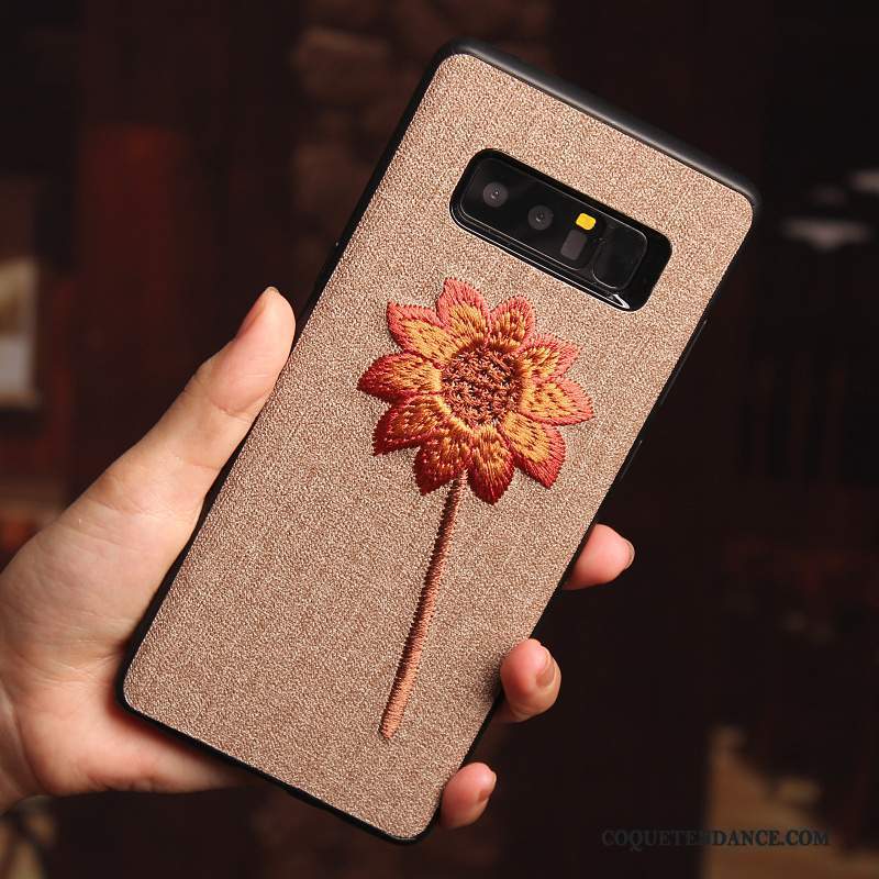 Samsung Galaxy Note 8 Coque Personnalité Fleur De Téléphone Incassable Broderie