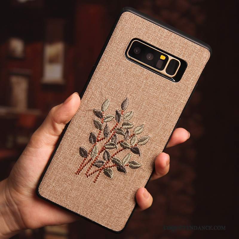 Samsung Galaxy Note 8 Coque Personnalité Fleur De Téléphone Incassable Broderie