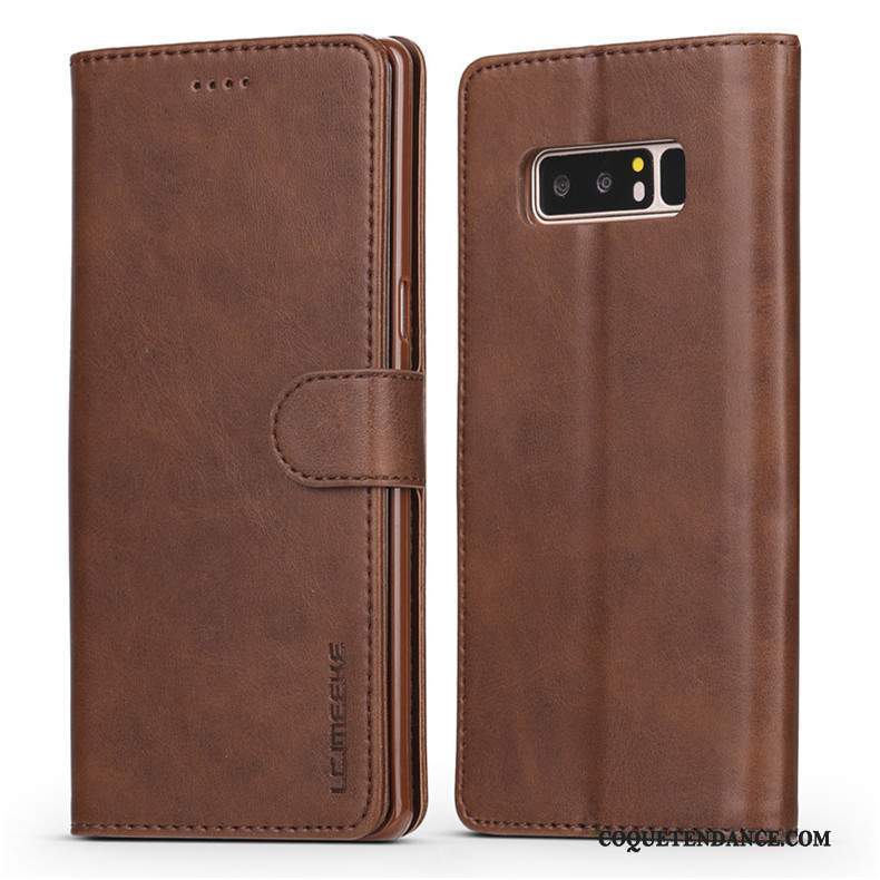 Samsung Galaxy Note 8 Coque Étui En Cuir Business Incassable Protection Gris