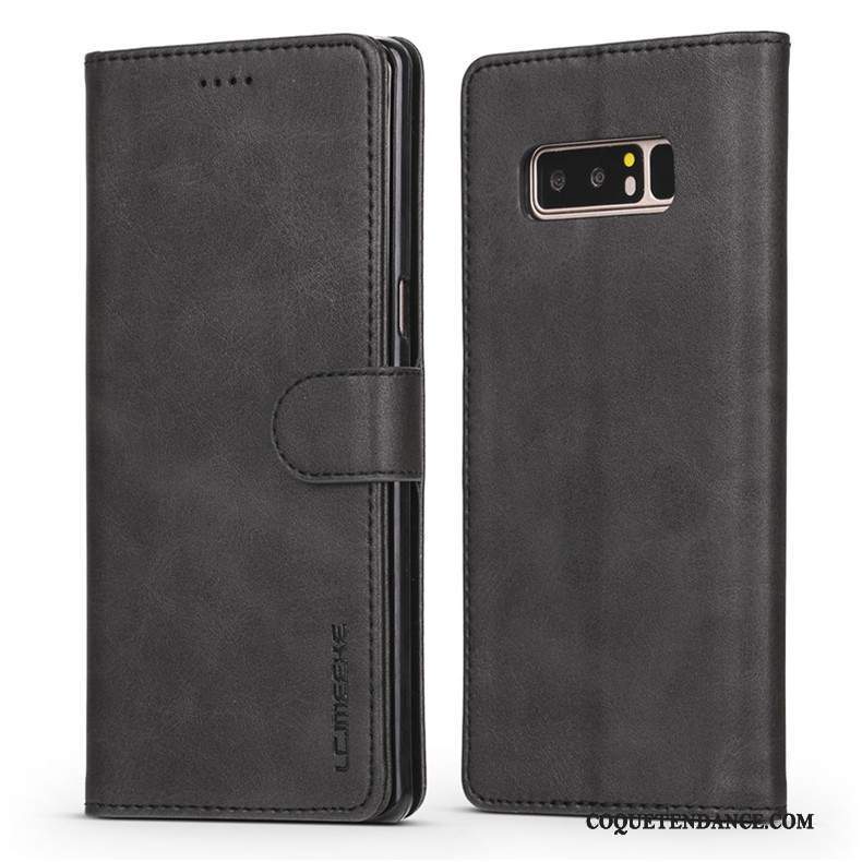 Samsung Galaxy Note 8 Coque Étui En Cuir Business Incassable Protection Gris