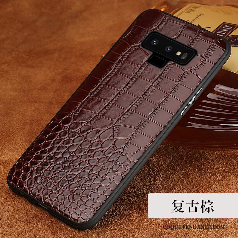 Samsung Galaxy Note 9 Coque Cuir Véritable Fluide Doux Protection De Téléphone Incassable