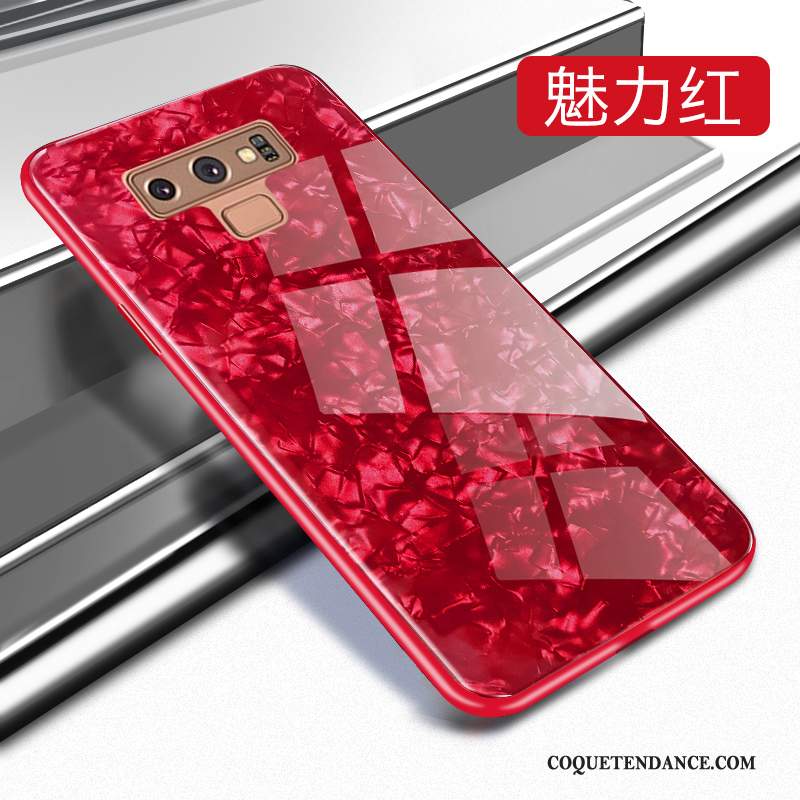 Samsung Galaxy Note 9 Coque De Téléphone Verre Étui Modèle Fleurie Net Rouge