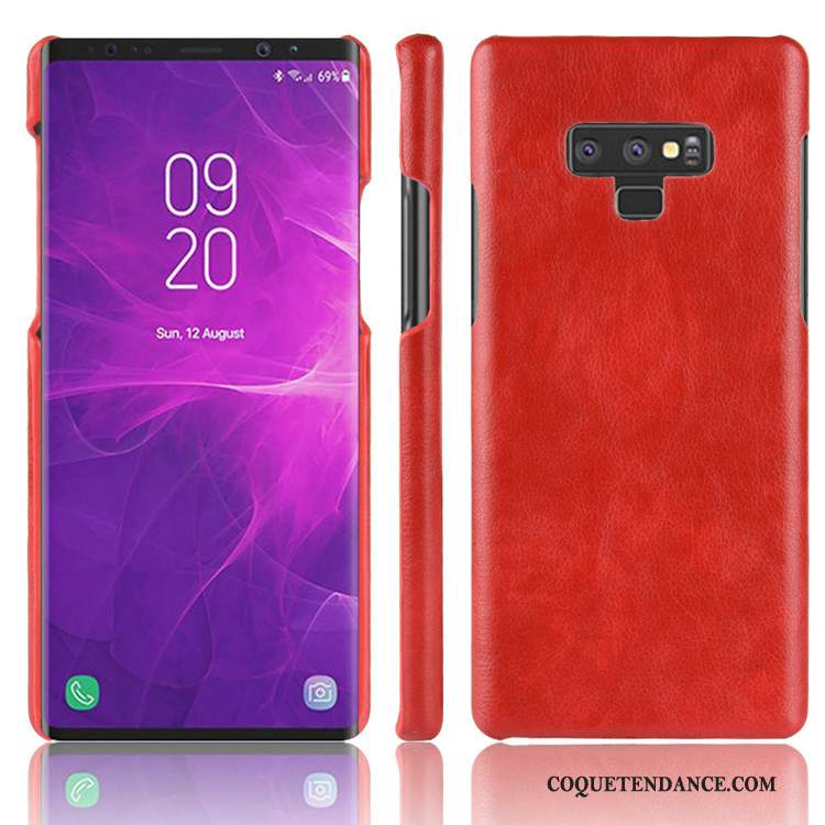 Samsung Galaxy Note 9 Coque Protection Rouge Cuir Litchi