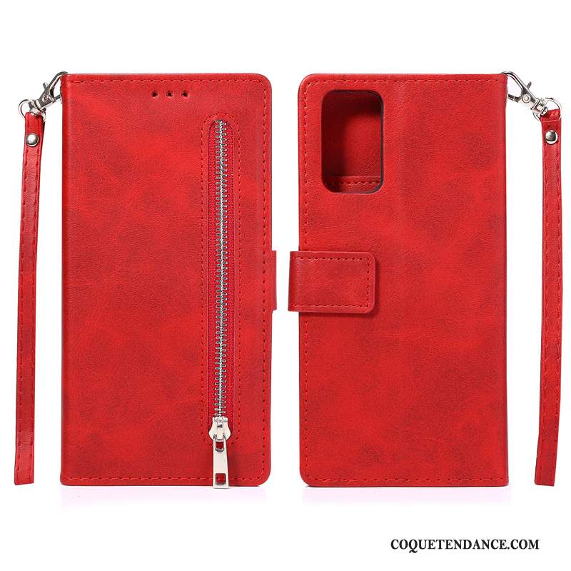 Samsung Galaxy Note20 Ultra Coque Rouge Étui En Cuir