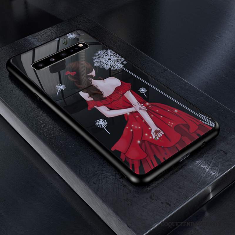 Samsung Galaxy S10 5g Coque Verre Membrane Net Rouge Personnalisé