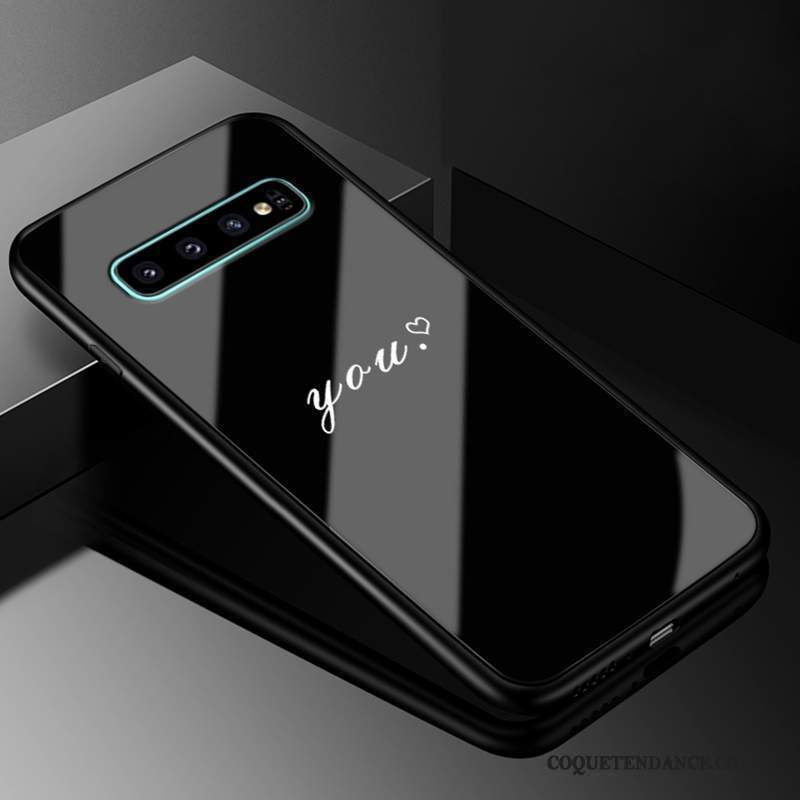 Samsung Galaxy S10+ Coque Créatif Étui Verre Noir Personnalité