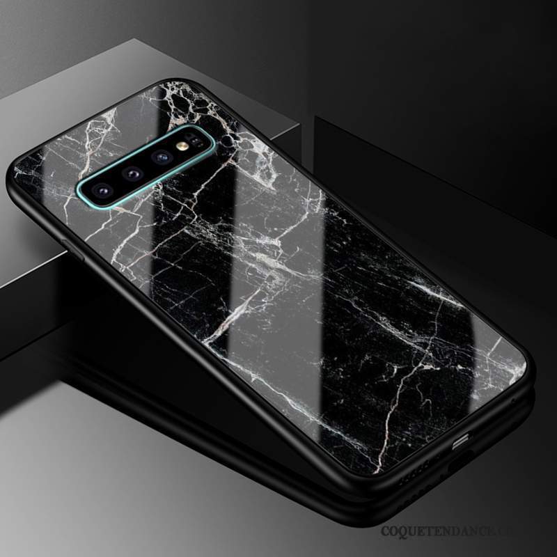 Samsung Galaxy S10+ Coque Créatif Étui Verre Noir Personnalité