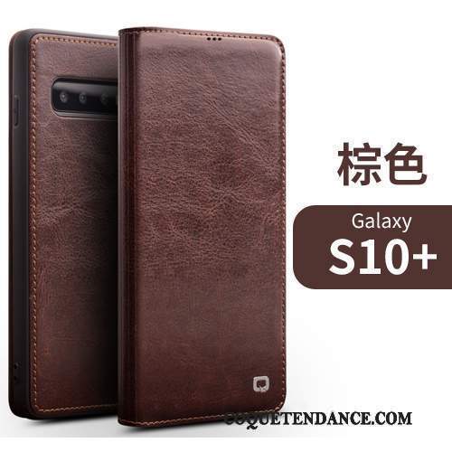 Samsung Galaxy S10+ Coque Cuir Véritable Étui En Cuir Protection De Téléphone