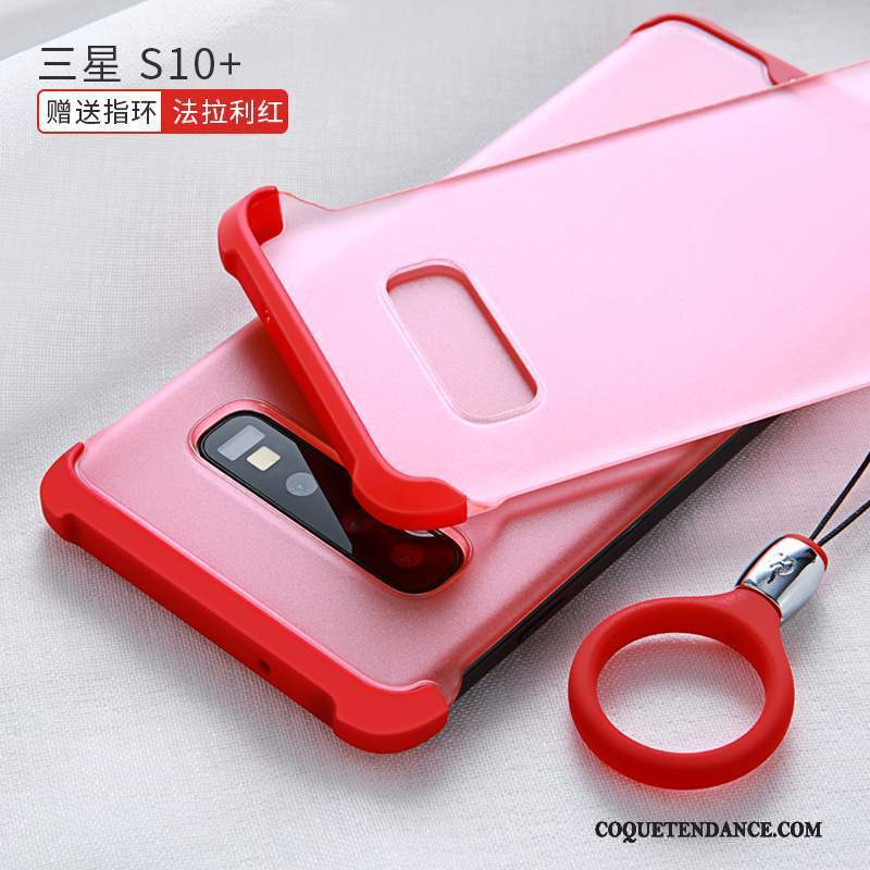 Samsung Galaxy S10+ Coque Incassable Transparent Protection Net Rouge Étui