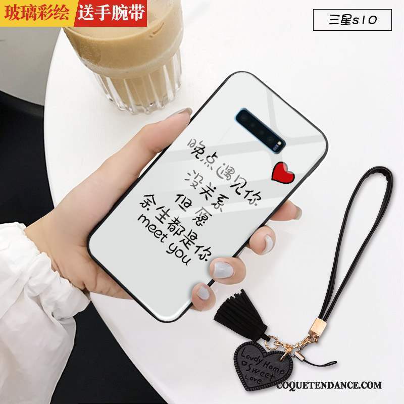 Samsung Galaxy S10 Coque Marque De Tendance Blanc Étui Incassable Créatif