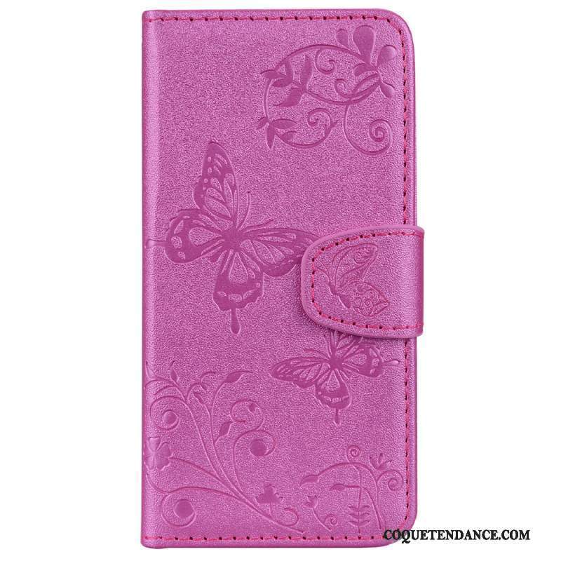 Samsung Galaxy S10+ Coque Marron Fleurs De Papillons Carte Étui Incassable