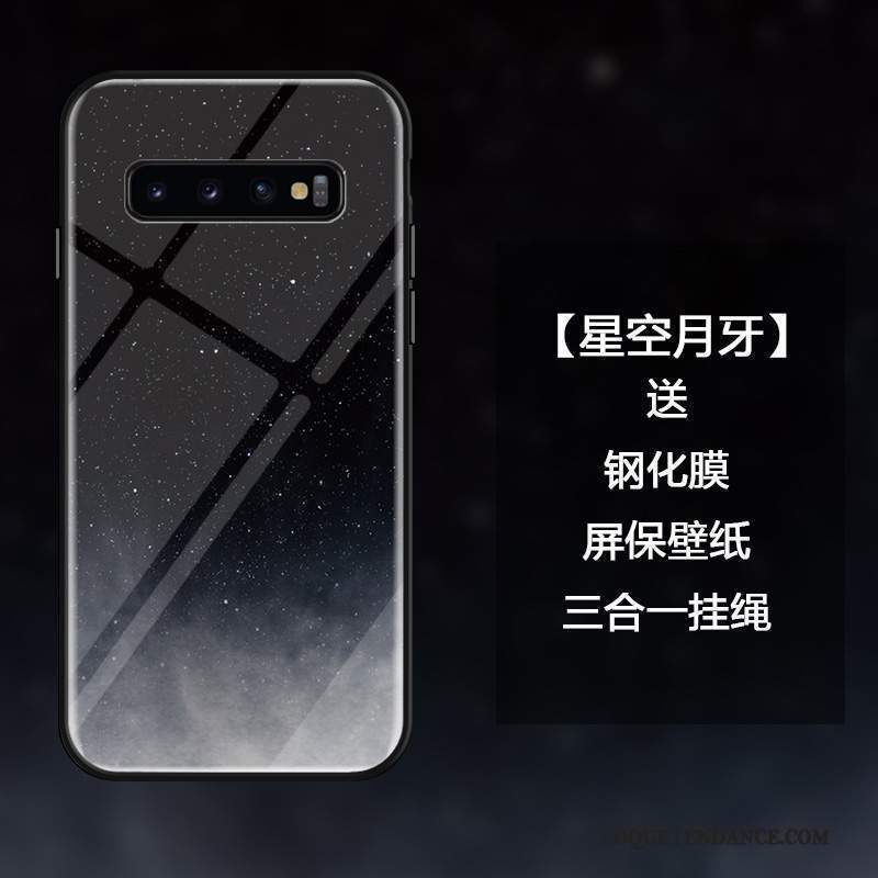 Samsung Galaxy S10 Coque Protection Noir Tendance Verre Trempé Rêver