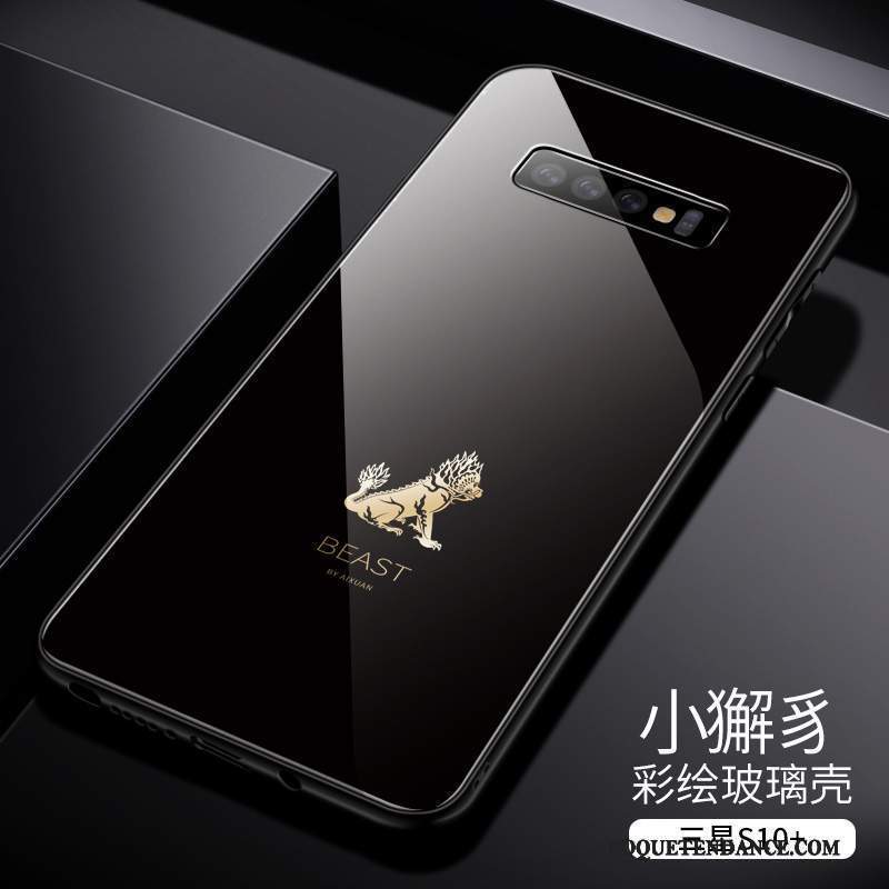 Samsung Galaxy S10+ Coque Style Chinois Tout Compris Luxe Verre Très Mince
