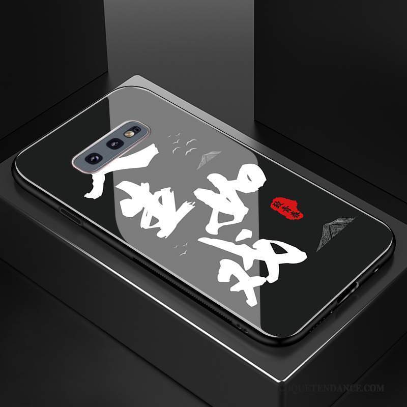 Samsung Galaxy S10e Coque Créatif Verre Protection Silicone Noir