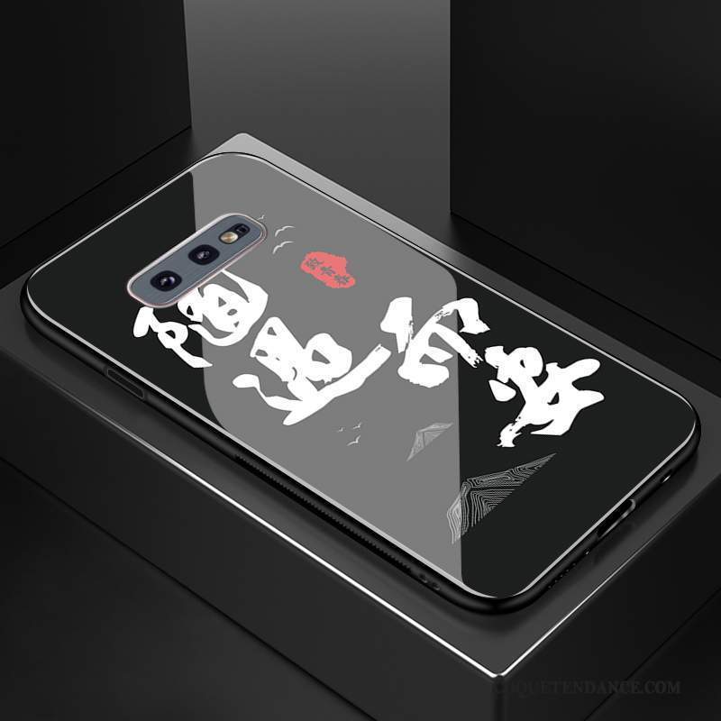 Samsung Galaxy S10e Coque Créatif Verre Protection Silicone Noir