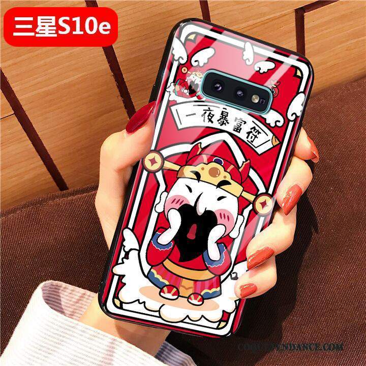 Samsung Galaxy S10e Coque Dessin Animé Protection Rouge Silicone Verre