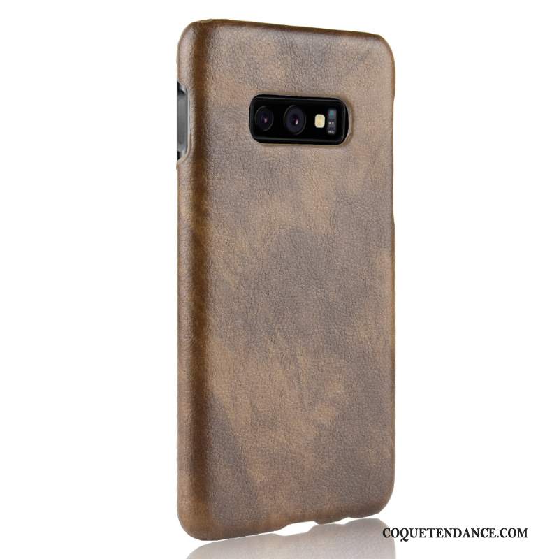 Samsung Galaxy S10e Coque Sac Protection Litchi Étui Marron