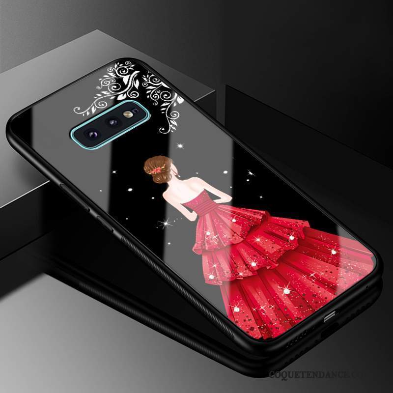 Samsung Galaxy S10e Coque Tout Compris Étui Silicone Rouge Verre