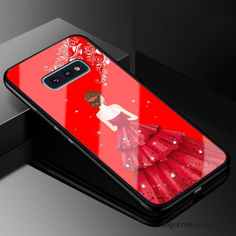 Samsung Galaxy S10e Coque Tout Compris Étui Silicone Rouge Verre
